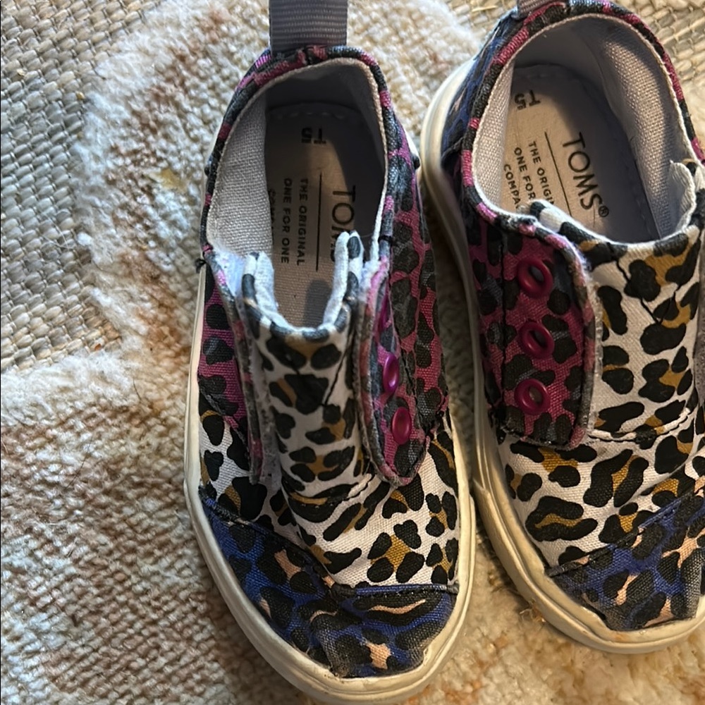 Toms Pink and Black Slip-On Sneakers